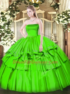 Excellent Ball Gowns Ball Gown Prom Dress Strapless Organza and Taffeta Sleeveless Floor Length Zipper