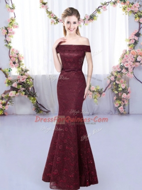 Off The Shoulder Sleeveless Vestidos de Damas Lace Lace Up