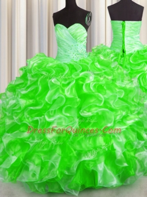 Decent Floor Length Quinceanera Dresses Organza Sleeveless Beading and Ruffles
