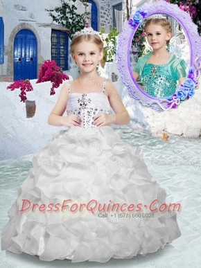 Lovely Spaghetti Straps Flower Girl Dresses with Beading and Ruffles