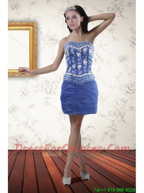 2015 Sweetheart Christmas Party Dresses with Appliques and Beading