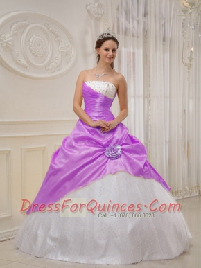 2013 Ball Gown Beading Quinceanera Dress With Strapless Floor-length In Purple and White