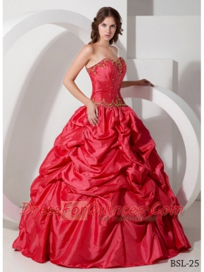 2014 nice sweetheart Taffeta Floor-length Discount Quinceanera Dresses with Beading