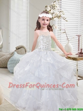 Latest White Mini  Quinceanera Dresses with Beading and Ruffles