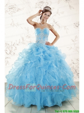 Aqua Blue Ball Gown Sweetheart Beading Sweet 16 Dresses
