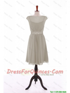 Cheap Wonderful Bateau Grey Short Prom Dresses with Beading for 2016