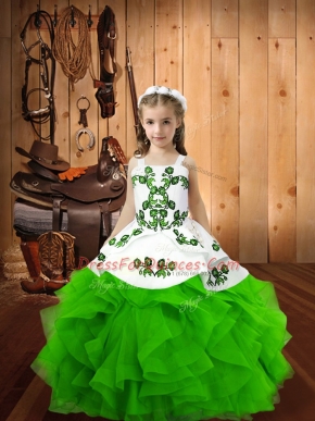 Classical Sleeveless Embroidery and Ruffles Floor Length Girls Pageant Dresses