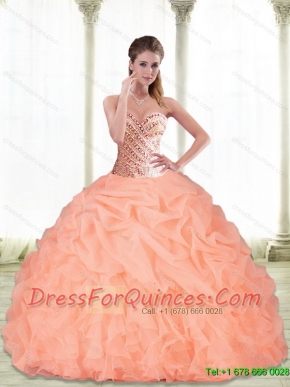 Perfect Sweetheart Beading and Pick Ups Peach Sweet 16 Dresses