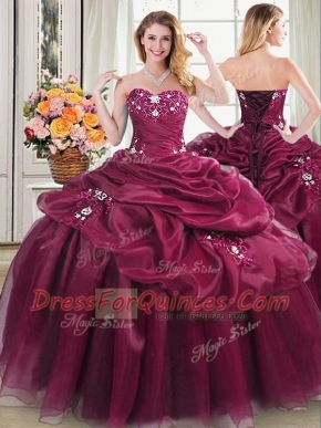 Sleeveless Appliques and Pick Ups Lace Up 15th Birthday Dress