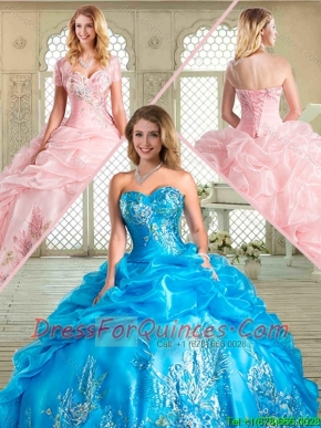 Gorgeous Floor Length Sweet 16 Gowns with Appliques and Pick Ups