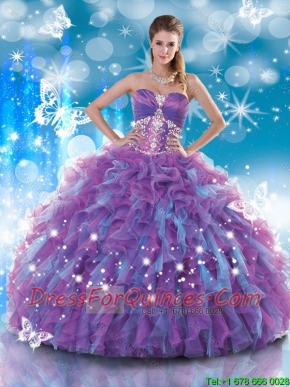 2016 Fashionable Sweetheart Quinceanera Dresses with Beading and Ruffles