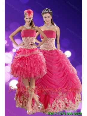 2015 Exquisite Hot Pink Quinceanera Dresses with Beading and Lace
