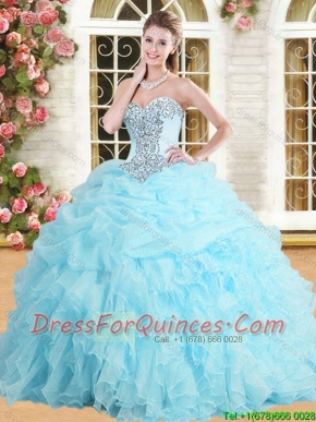 Perfect Applique and Ruffled Quinceanera Dress in Baby Blue
