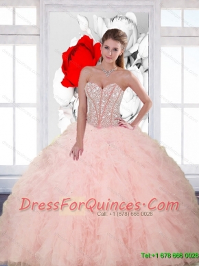 Classical Beading and Ruffles Sweetheart Quinceanera Dresses for 2015 Spring