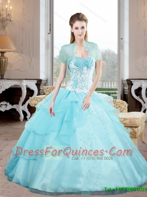 Beautiful Sweetheart 2015 15th Birthday Dresses with Appliques and Beading