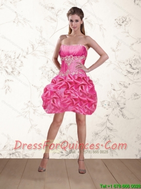 2015 Gorgeous Beading Rose Pink Junior Dresses with Ruffles