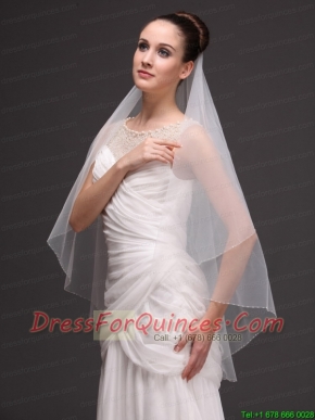 Tulle Two-tier With Beading For Wedding