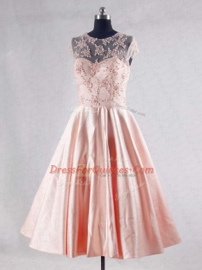 Pink Sleeveless Taffeta Zipper Prom Dress for Prom and Party and Sweet 16