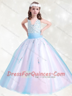Beautiful V Neck Rainbow  Mini Quinceanera Dress with Beading