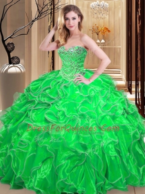Classical Sleeveless Beading and Ruffles Floor Length Quinceanera Dresses