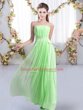 Sleeveless Chiffon Sweep Train Lace Up Court Dresses for Sweet 16 for Wedding Party