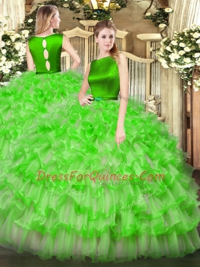 Floor Length Quinceanera Gowns Scoop Sleeveless Clasp Handle