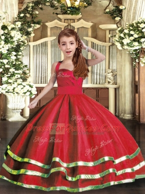 High Quality Sleeveless Ruffled Layers and Ruching Lace Up Little Girl Pageant Dress