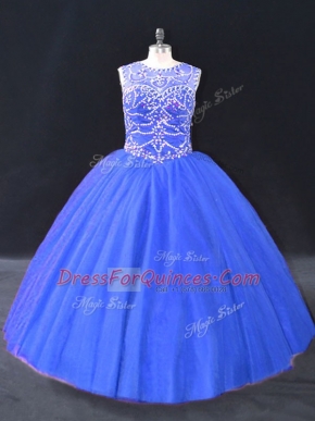 Latest Sleeveless Lace Up Floor Length Beading Sweet 16 Dress