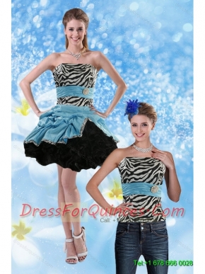 Detachable 2015 Multi Color Prom Dress with Pick Ups and Belt