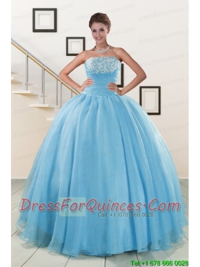 Cheap Strapless Quinceanera Dresses with Appliques