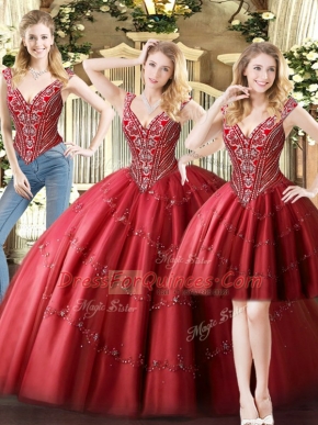 Clearance Sleeveless Lace Up Floor Length Beading Quinceanera Dress