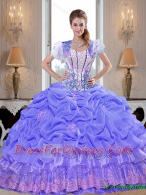 2015 Suitable Beaded Lavender Elegant Quinceanera Dresses with Appliques