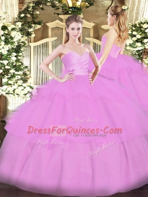 Ball Gowns Ball Gown Prom Dress Lilac Sweetheart Organza Sleeveless Floor Length Lace Up