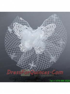 2014 Cheap Tulle Beading Wedding Net Yarn Briadl Hat