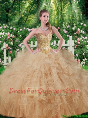Elegant Beaded and Ruffles Sweetheart Quinceanera Dresses