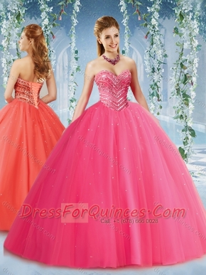 Feminine Beaded and Ruffled Tulle Sweet 16 Dresses in Puffy Skirt