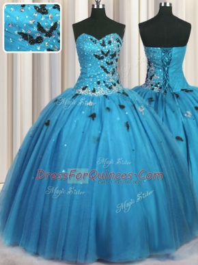 Sleeveless Beading and Appliques Lace Up Sweet 16 Dresses