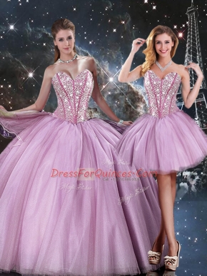 Custom Fit Sleeveless Lace Up Floor Length Beading Quinceanera Gown