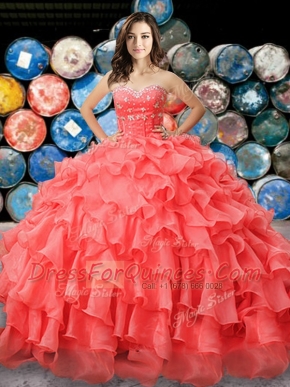 Inexpensive Sleeveless Beading and Ruffles Lace Up Quinceanera Dress