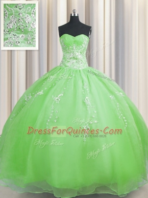 Popular Zipper Up Beading and Appliques Quince Ball Gowns Zipper Sleeveless Floor Length