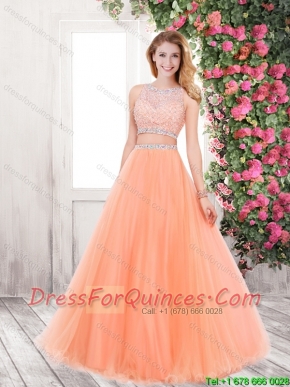 2016 Elegant Spring A Line Prom Dresses with Beading in Orange