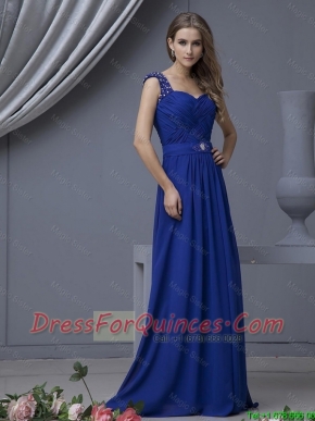 2016 Perfect Straps Beading Long Prom Dresses in Royal Blue
