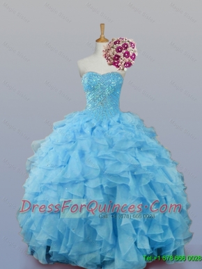 Pretty Sweetheart Baby Blue Quinceanera Dresses with Sequins and Ruffles for 2015