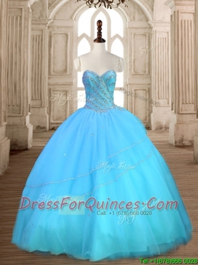 Beautiful Baby Blue Sweet 16 Dress with Beading for Spring
