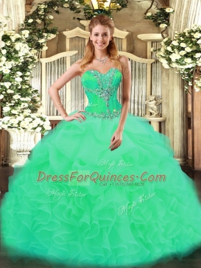 Floor Length Turquoise Quinceanera Dresses Sweetheart Sleeveless Lace Up
