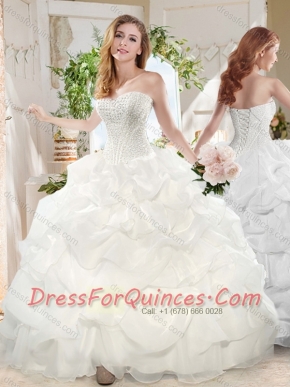 Cheap Puffy Sweetheart Beaded Long Quinceanera Dress for Party