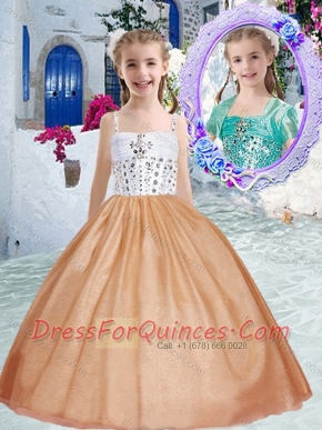 Pretty Spaghetti Straps Little Girl Pageant Dresses with Beading