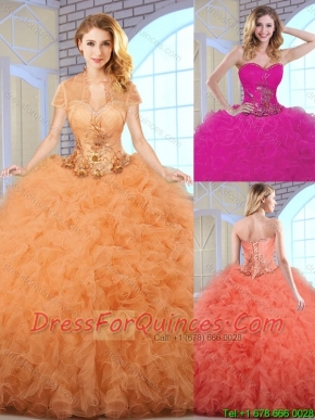 2016 Elegant Ball Gown Sweetheart Quinceanera Dresses with Ruffles