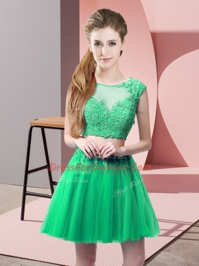 Sweet Turquoise Zipper Appliques Sleeveless Mini Length