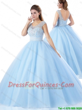 2016 Spring Popular Zipper Up Quinceanera Dresses in Light Blue